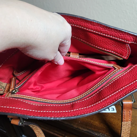 Dooney & Bourke Lexington Red Pebble Leather Tote Bag - Picture 15 of 16